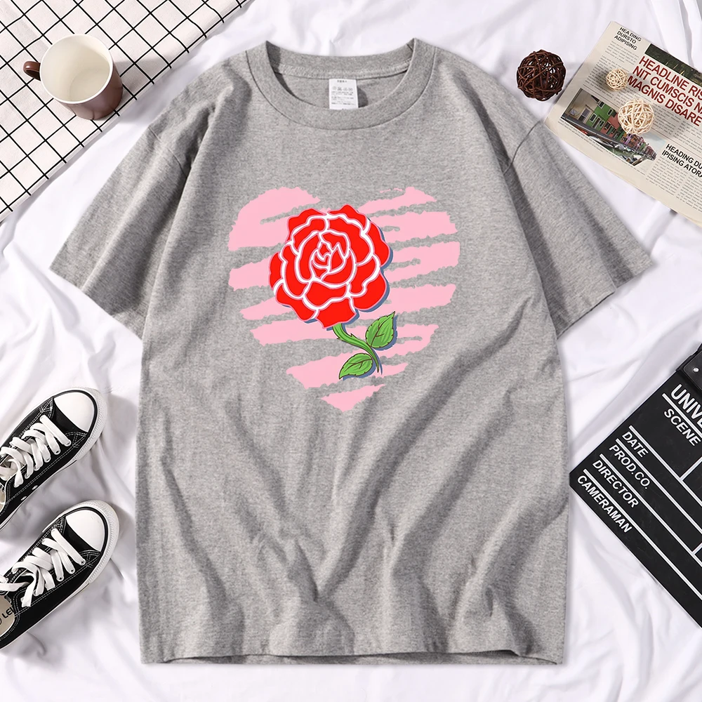 

В форме сердца и розового цвета с рисунком; Футболка Мужская Уличная размера плюс футболки летние модные свободные футболки Harajuku Мягкая Муж...