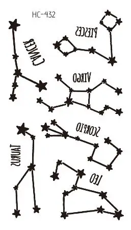 

Временная татуировка-наклейка с созвездиями гадания, водостойкая искусственная татуировка для мужчин и женщин, новый дизайн, 10, 5 х6 см, детс...