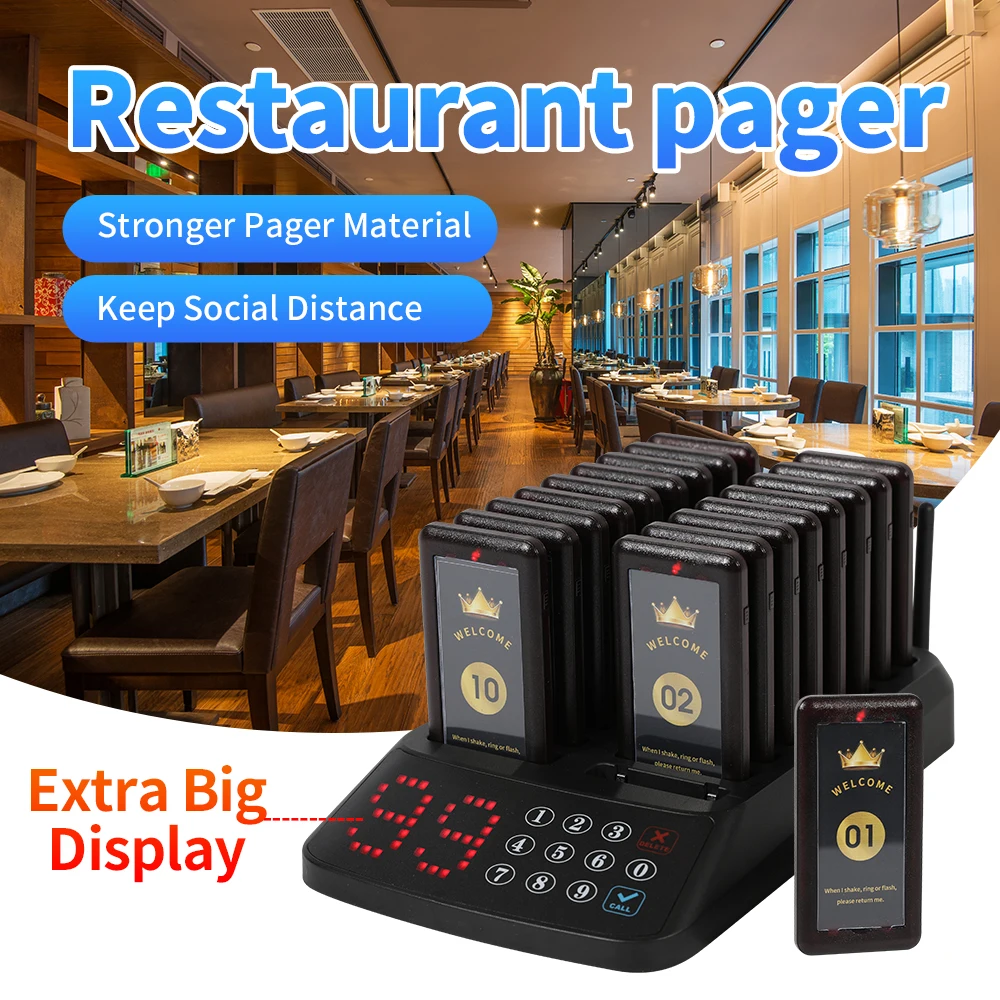 Wirelesslinkx Restaurant Pager Keep Social Distance Wireless Paging System For Coffee Dessert Shop Hospital Clinic Food Court