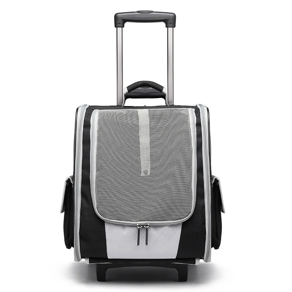 

Pet Carrier Cat Trolley Case Fully Ventilated Mesh Dog Backpack Portable Outdoor Detachable Wheeling Breathable Backpack