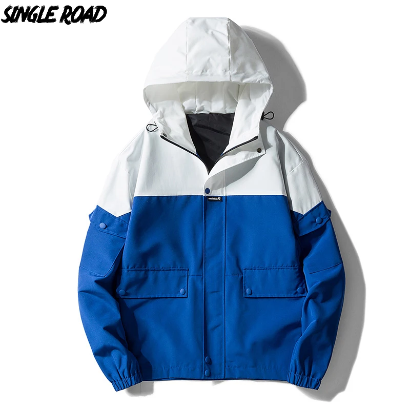 SingleRoad куртка с капюшоном мужская Корейская Лоскутная хип хоп Японская уличная