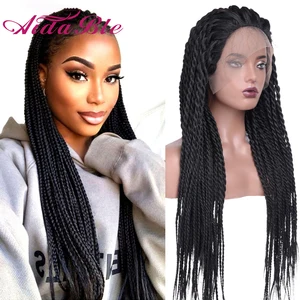 Africa Box Braids Synthetic Lace Front Wigs Heat Resistant Cornrow 13 X 1 Twist Braided Lace Wig With Baby Hair For Black Women