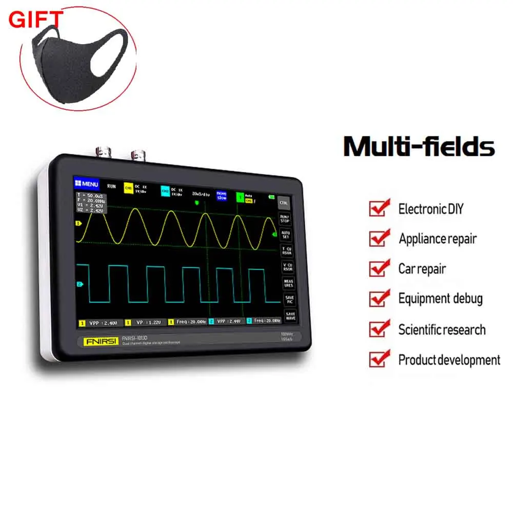 Цифровой осциллограф 1GS частота дискретизации FNIRSI 1013D цифровой двухканальный 100M