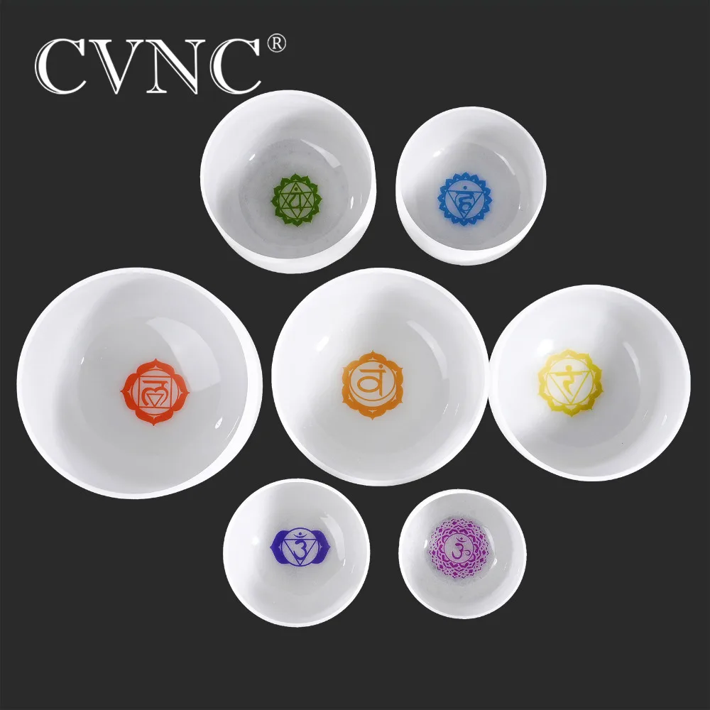 CVNC "-12" чакра настроенная Набор из 7 шт матовые кварцевые хрустальные поющие чаши