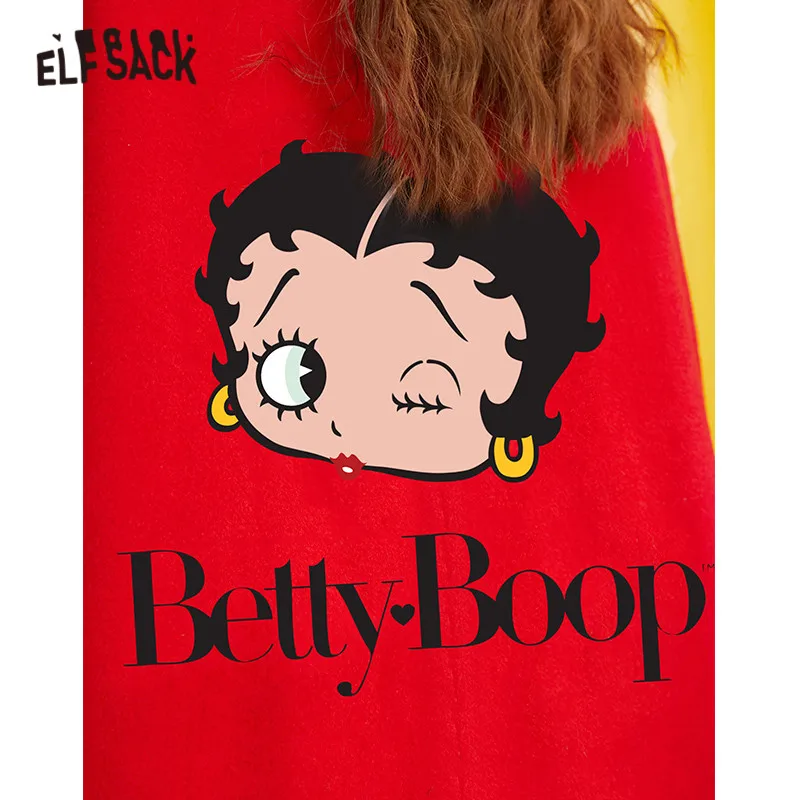 ELFSACK одноцветное с принтом Бетти прямое двубортное шерстяное пальто для женщин