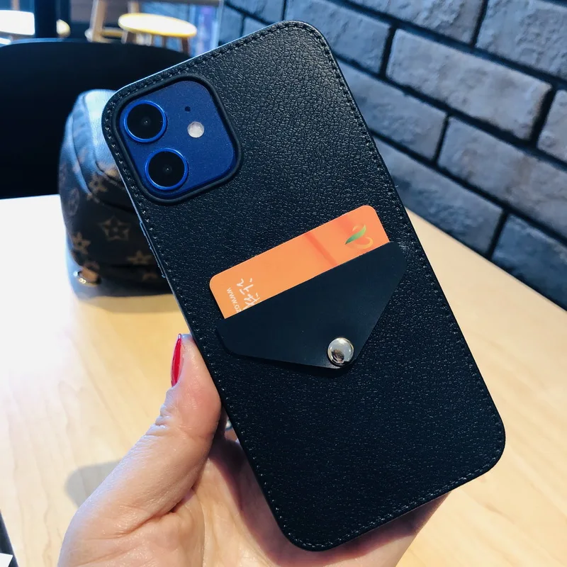 

For iPhone 12 11 Pro MAX XR X 8 7 Plus Shockproof Card Slot Soft TPU Phone Case Leather Patten Back Cover For iPhone 12 Pro