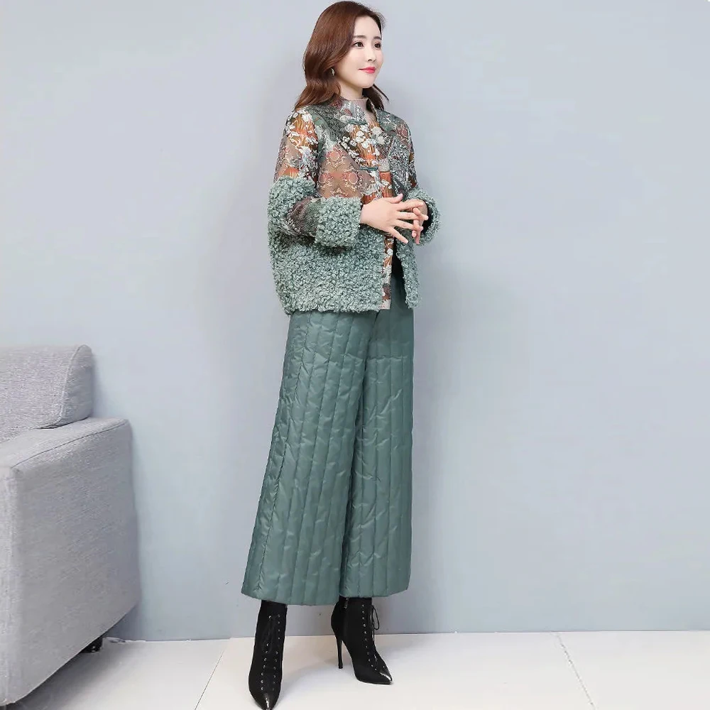 

FairyShely Woolen Jacket Coat & Pants 2PCS Set Women Autumn Blazer Trousers Suit 2020 Korean Office Lady Wide Leg Pant Outsuit
