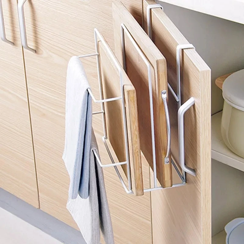 multifunctional hanging storage bracket kitchen gadget wall mounted cutting board rack towel organizer shelf home cabinet rack free global shipping