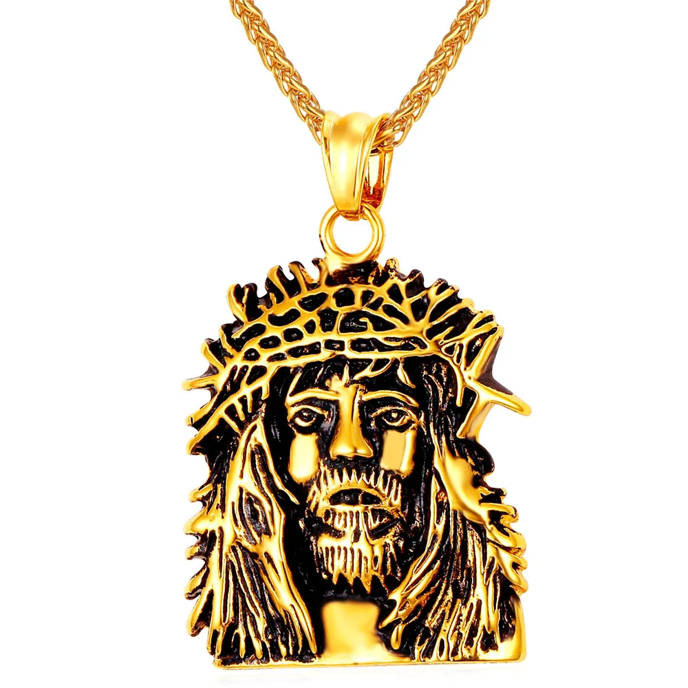 

Chainspro Head of Jesus Pendant Men Gold Color Jesus Piece Jewelry 316L Stainless Steel Gift Necklace Women P943