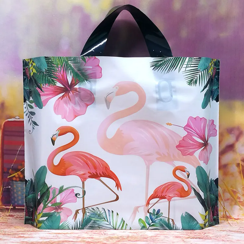 5PCS/lot Solid color Thick Plastic Shopping Bags Tote bag Clothing Packaging Plastic Gift Bag With Handle Thick Boutique Gift