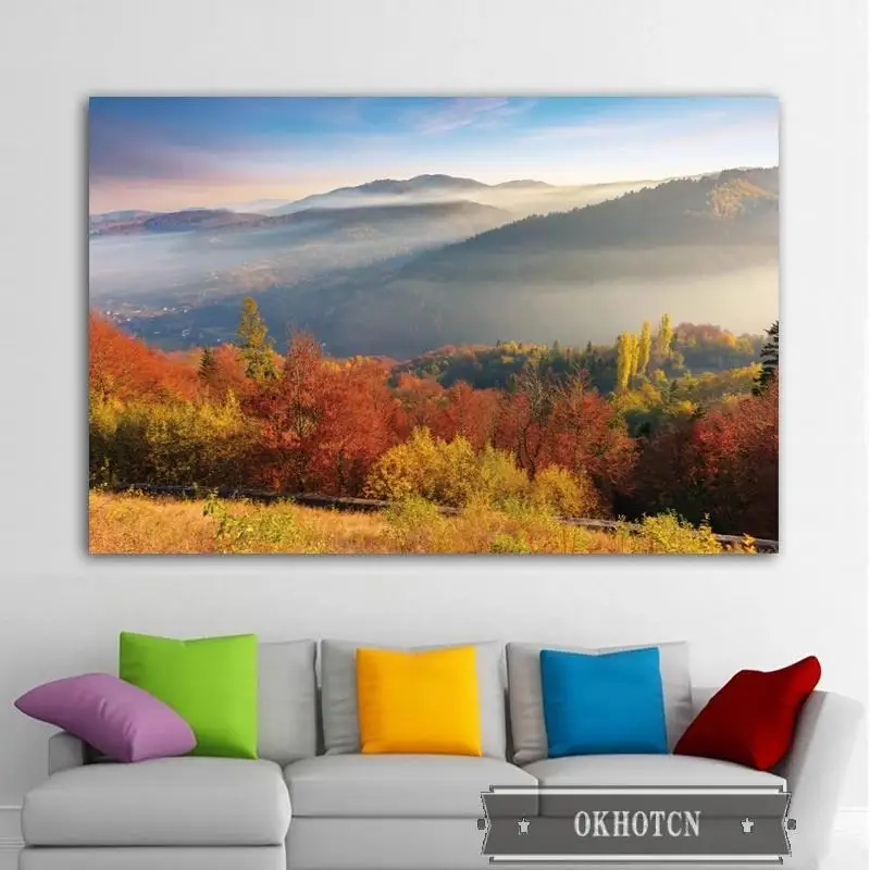 Скандинавская Гора лес озеро пейзаж холст живопись природный плакаты и принты