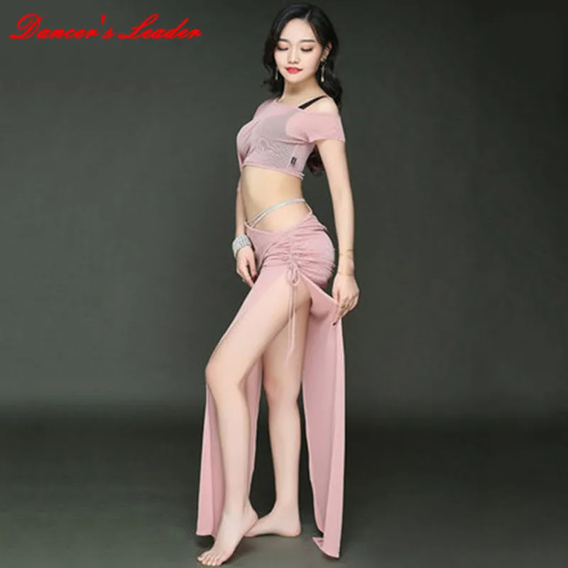 

Belly Dance Practice Clothes 2020 New Sexy Fairy Dance Long Skirt Belly Dance Performance Suit Suit Belly dance Dress Bat Sleeve