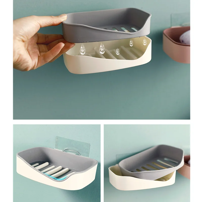 Одноцветный держатель для мыла на присоске сливный ящик хранения ванной комнаты