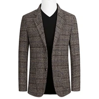 brand blazer men blazers wool suit coat wool blends casual jackets personality wild mens suit jacket fashion plaid blazer coat