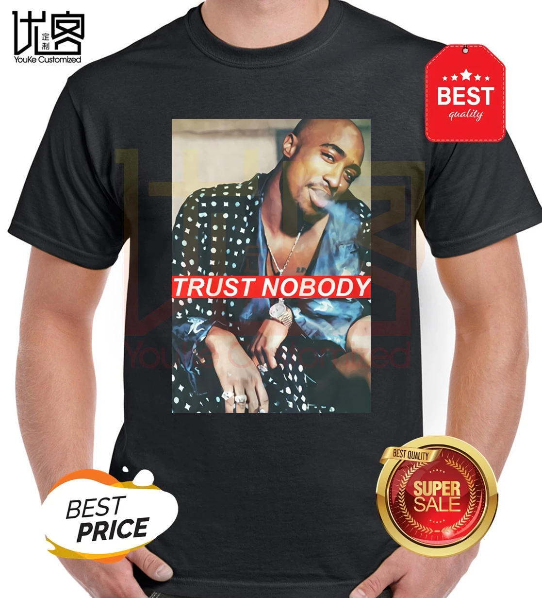 Новый Тупак 2 Pac Шакур Trust Nobody забавная футболка рэп Футболка мужская хип хоп