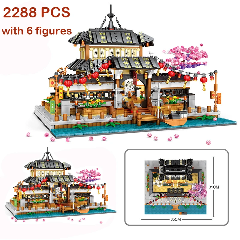 

Creative City Street View Budokan Model Building Blocks Japanese Anime Architecture Figures Assembled Toys for Children Gifts