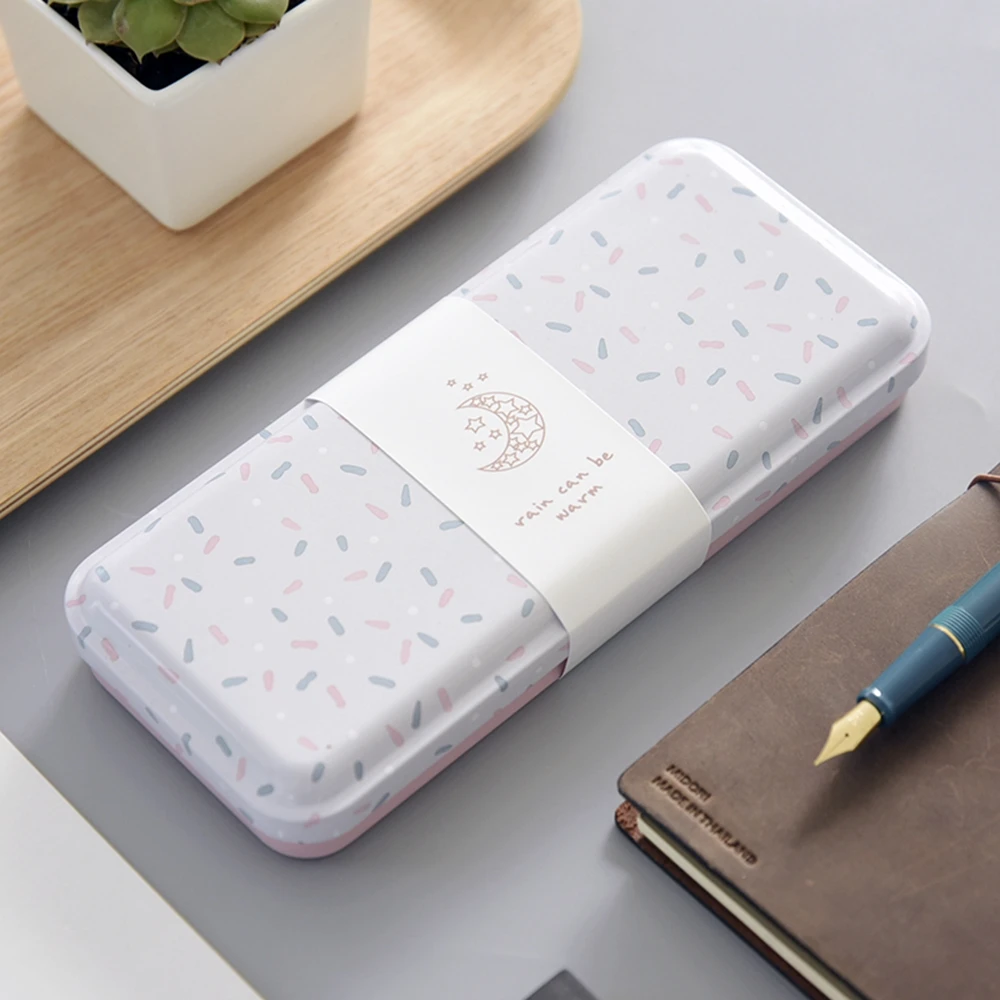 Интересный мультяшный Железный жестяной чехол большие канцелярские