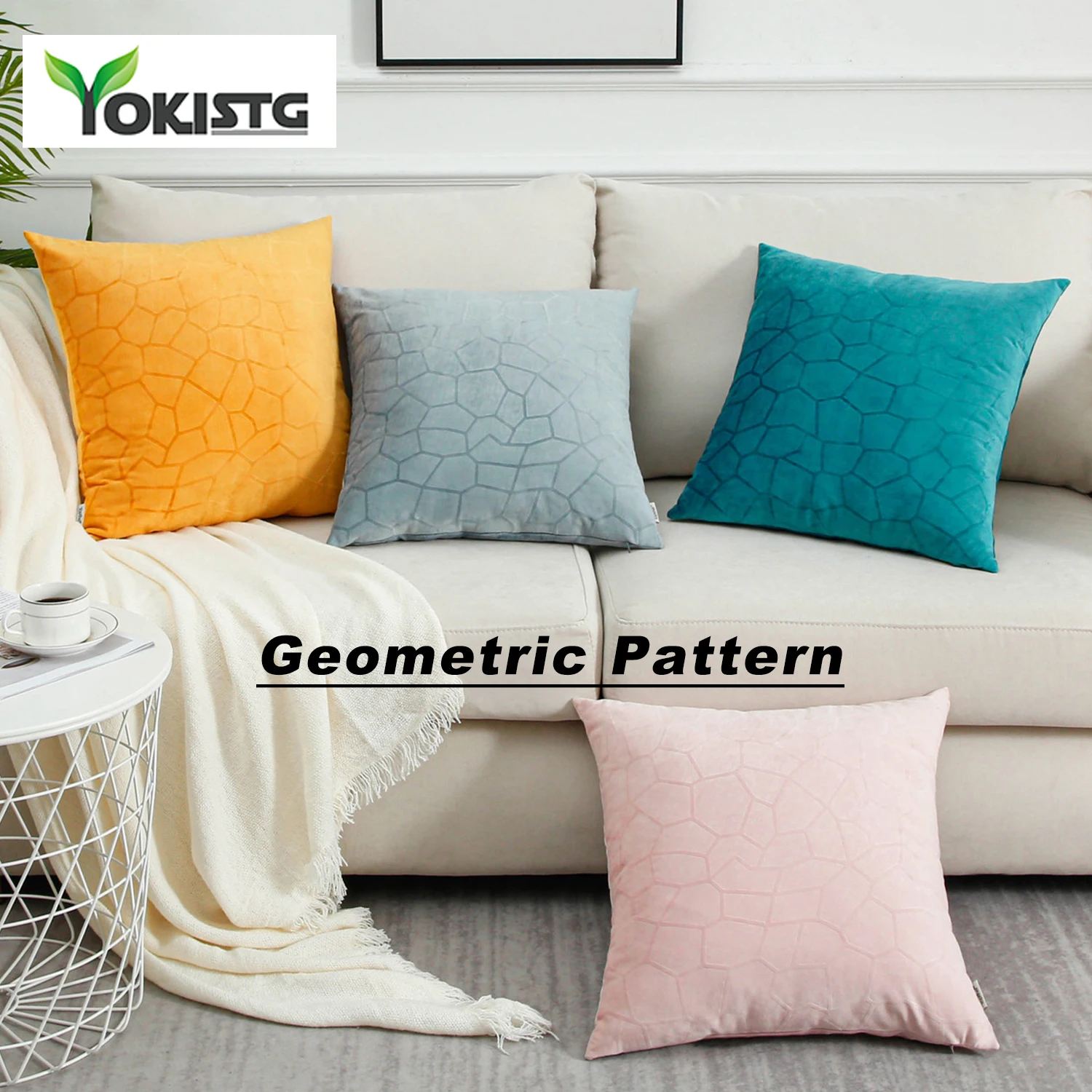Мягкие бархатные Чехлы для подушек с геометрическим рисунком YokiSTG декоративный