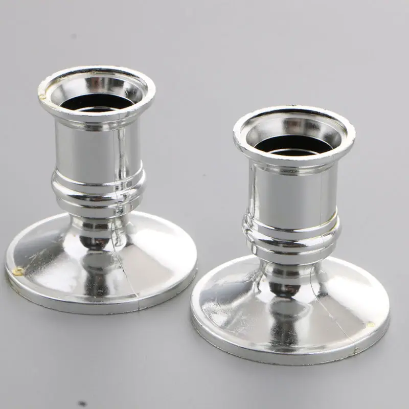 

2 Pcs Plated Candlestick Votive Candles Holder Plastic Pillar Candle Stick For Candles Tapers Christmas Party Decor For Wedding