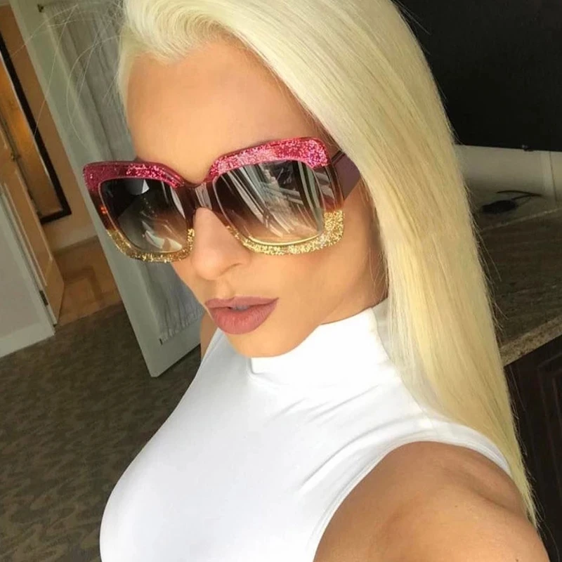 

HKNA Oversized Sunglasses Women 2021 Luxury Brand Designer Square Sun Glasses Women Vintage High Quality Shades for Women Gafas