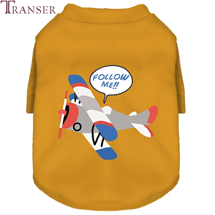 Футболка для собак Transer FOLLOW ME с принтом самолета одежда маленьких на весну осень и