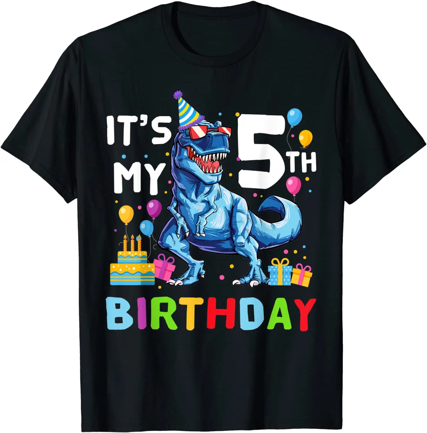 

Kids It's My 5th Birthday Happy 5 Year T-Rex Shirt T-Shirt Men's T-shirt