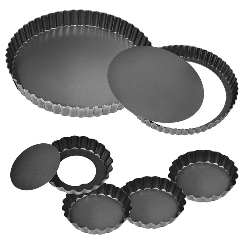 

Round Tart Pan With Removable Bottom Quiche Pan Non-Stick Baking Dish Pan Pie Tart For Kitchen Cooking Baking