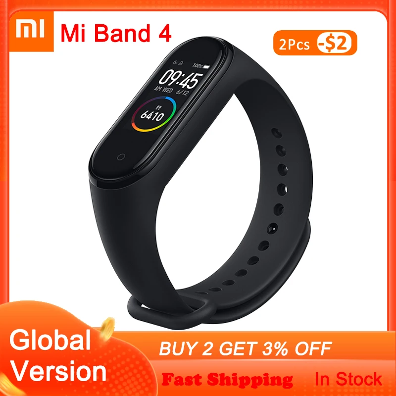 В наличии смарт браслет Xiaomi Mi Band 4 3 цвета AMOLED экран фитнес тренер Bluetooth спортивный