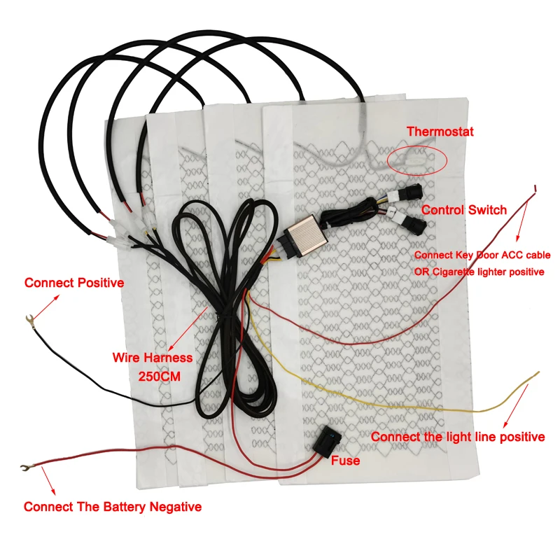 

Universal 12V Carbon Fiber Car Seat Heater Heat Pads 3 Level Heated Round Switch Kit Winter Warmer Seat Cover