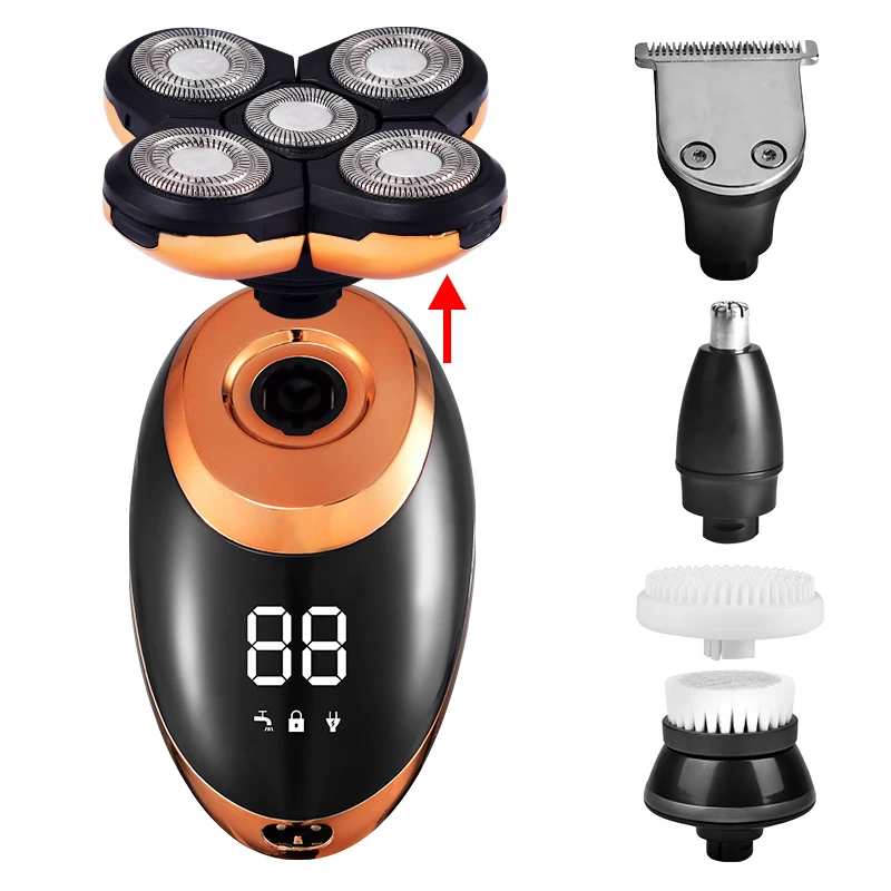 

IPX7 Waterproof Electric Shaver Razor For Men Beard Hair Trimmer Rechargeable Bald Head Shaving Machine LCD Display Grooming Kit