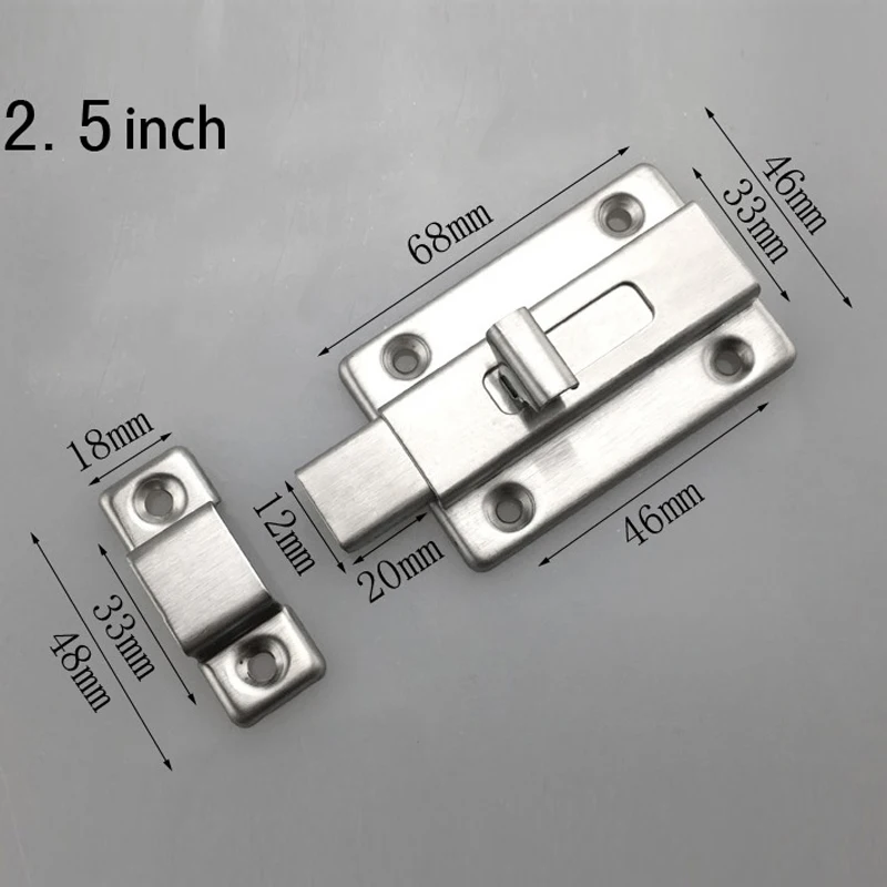 2/2.5/3/4inch Stainless Steel Door Latch Barrel Bolt Hasp Stapler Gate Lock Safety Easy To Install for Bathroom Washroom | Обустройство