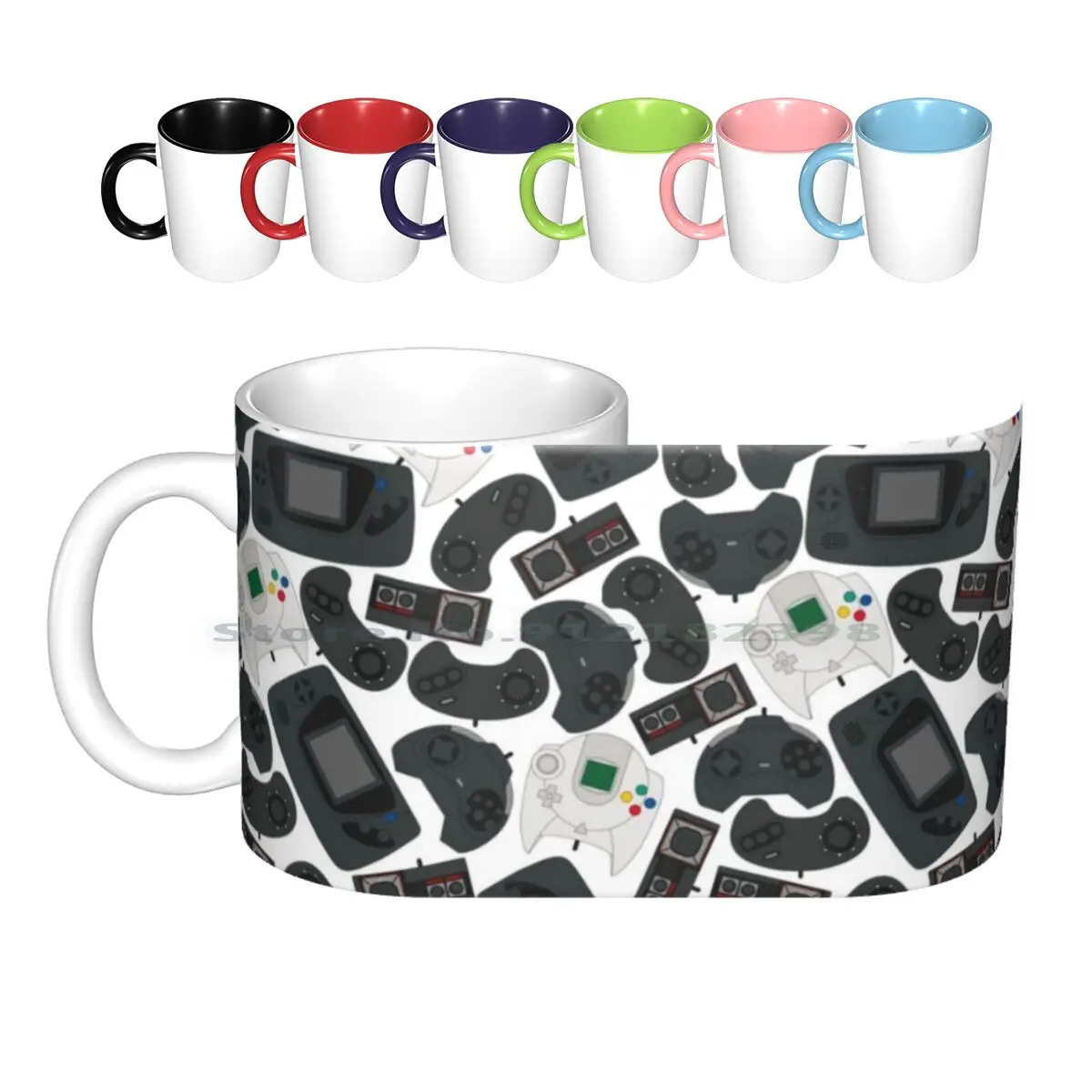 

Gamer Controller S Fans Ceramic Mugs Coffee Cups Milk Tea Mug Play Videogames Retro Geek Culture Pixel Bit 8bit Style