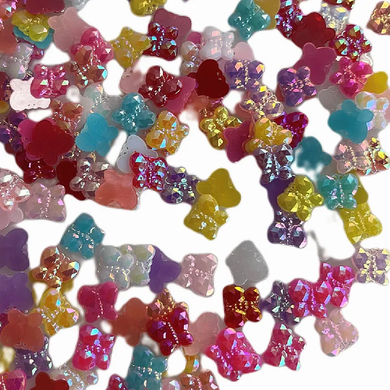 

10 мм, 100 шт., Желейная розовая бабочка, искусственная смола, плоская задняя сторона для одежды, 3D украшения для ногтей, клей для дизайна телефо...