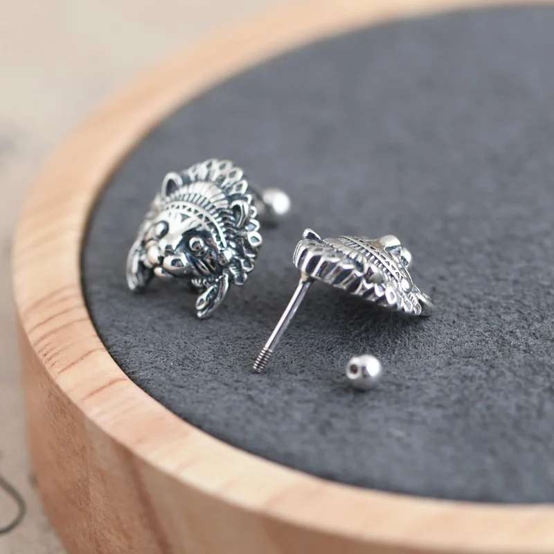 

FNJ Animal Cat Earrings 925 Silver Original Pure S925 Sterling Silver Stud Earring Women Jewelry
