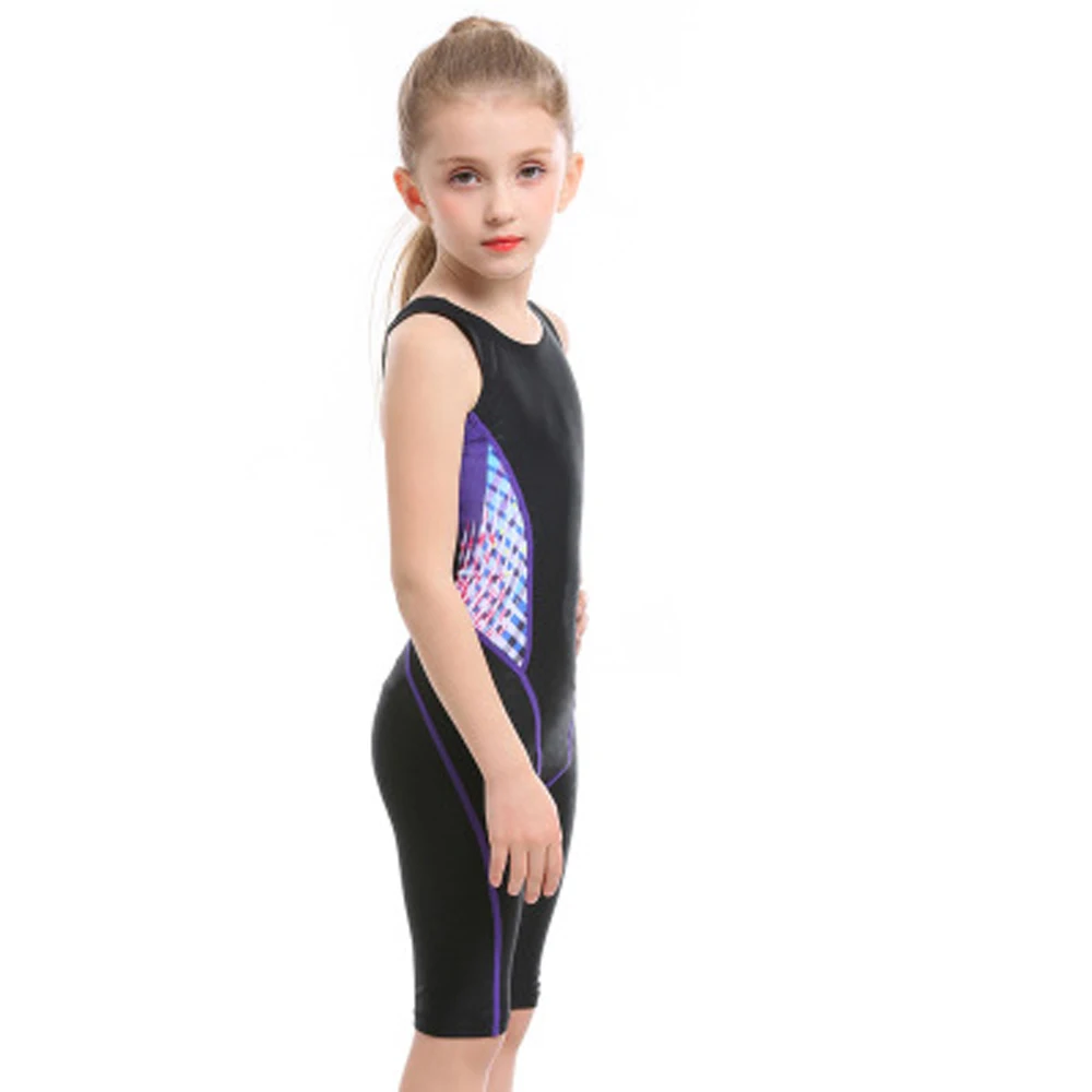 Новый детский купальник для девочек спортивный Цельный в стиле пэчворк