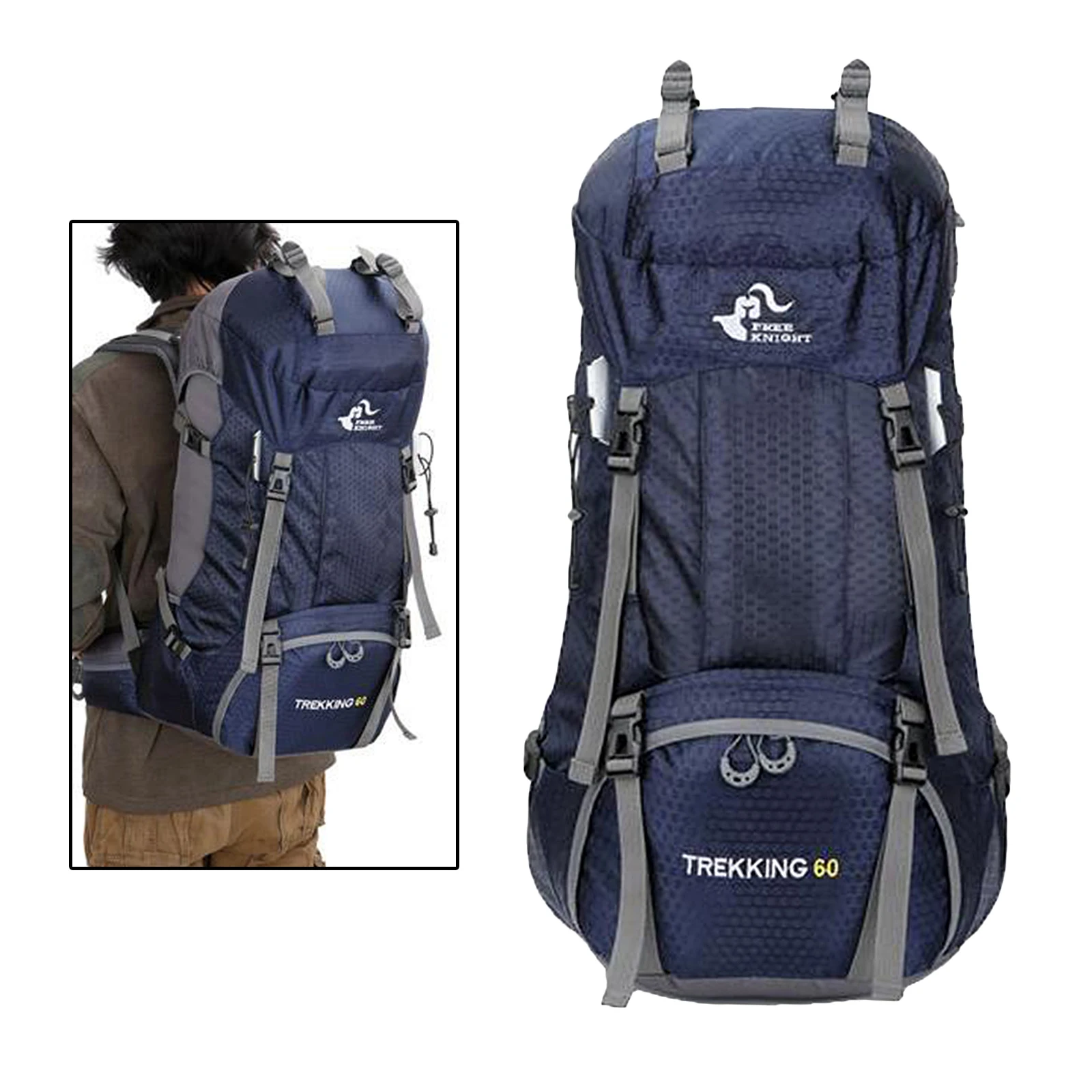 

Hiking Backpack, 60L Waterproof Travel Backpack Trekking Rucksack Mountaineering Backpack with Rain Cover for Men Women