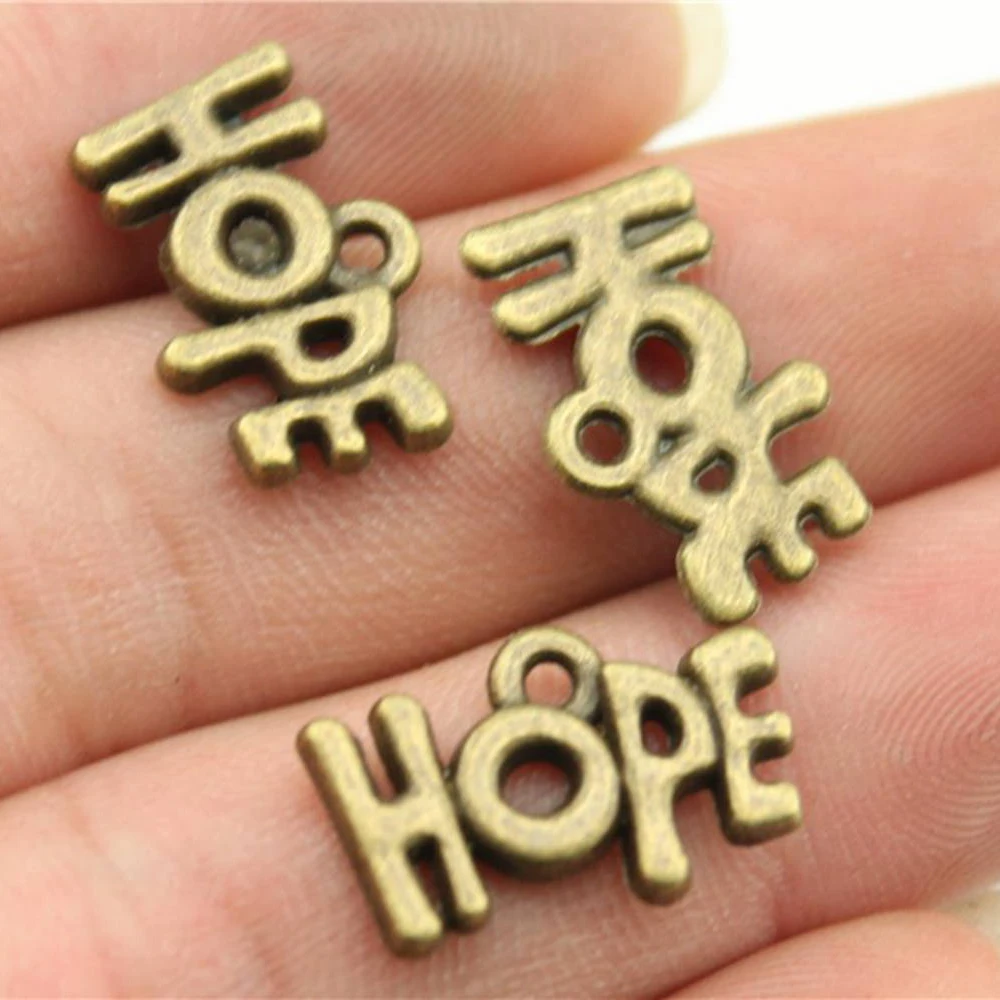 

10pcs 19x12mm 2 Colors Antique Silver Color Antique Bronze Color Hope Charms Jewelry Findings