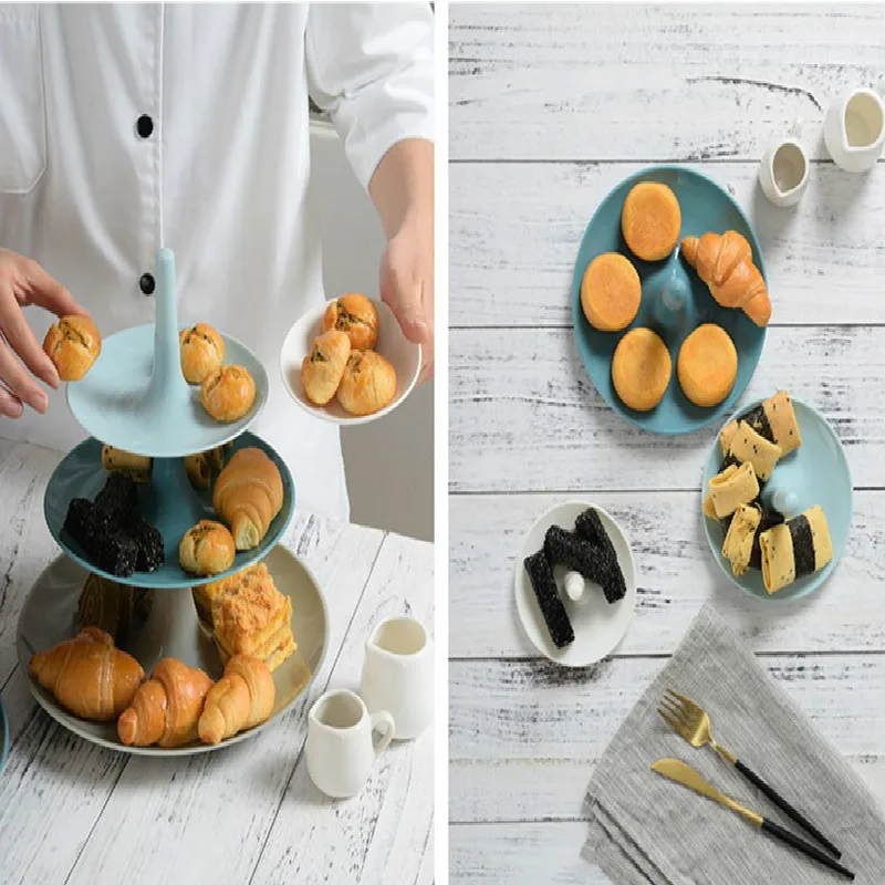 Европейский стиль креативная 3 слойная Фруктовая тарелка PP смола закуски десерт