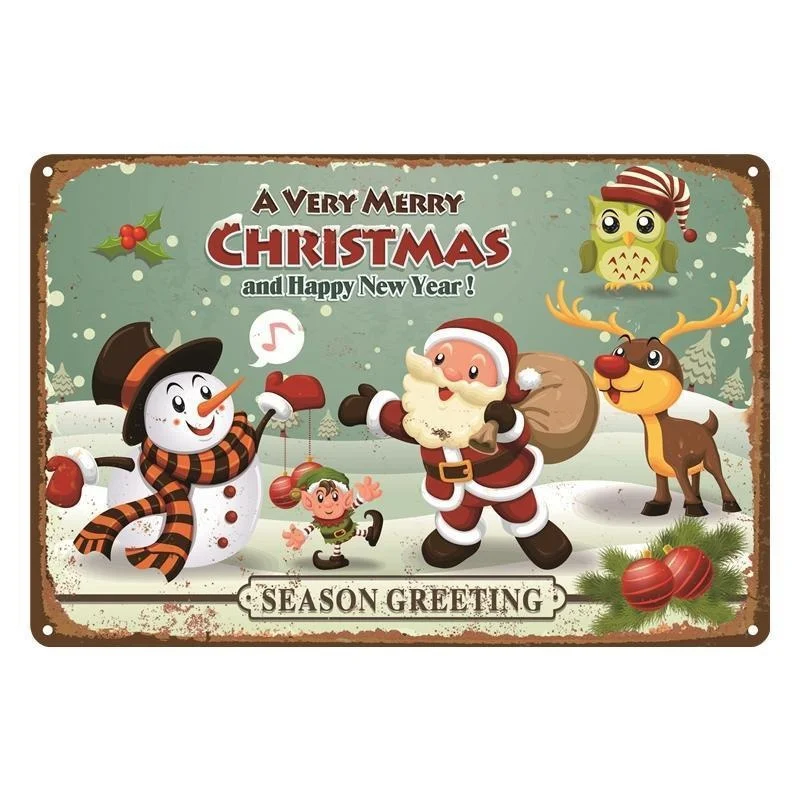 Новый жестяной ретро знак Добро пожаловать на Рождество С Новым Годом семейный