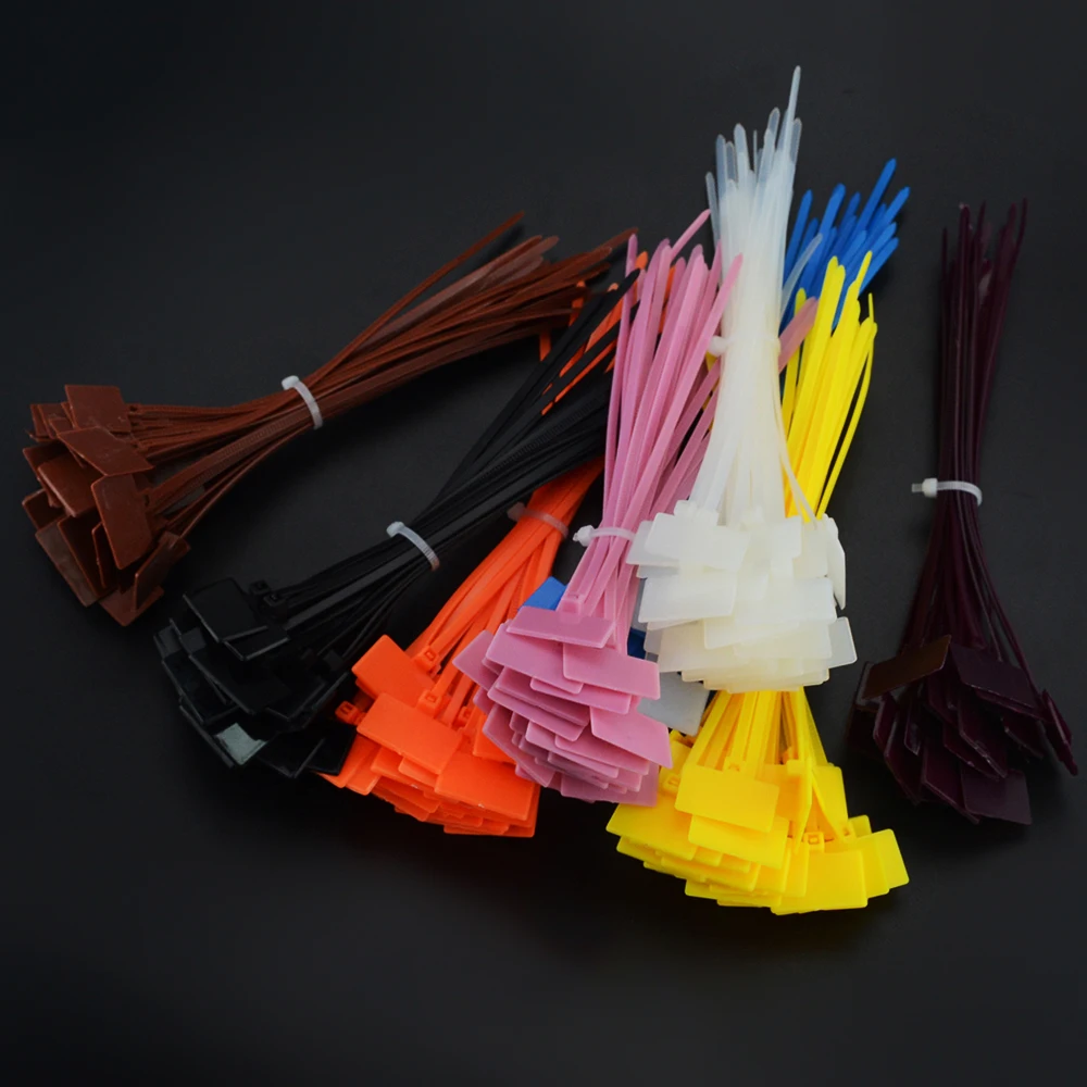 100PCS Easy Mark 4*150mm Nylon Cable Ties Tag Labels Plastic Loop Markers Self-Locking Zip 4x150mm | Обустройство дома