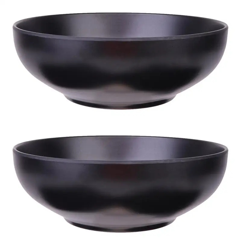 

2Pcs Japanese Style Ramen Bowls Stylish Food Container Black Noodle Bowls Black Imitation Porcelain Japanese Ramen Bowl