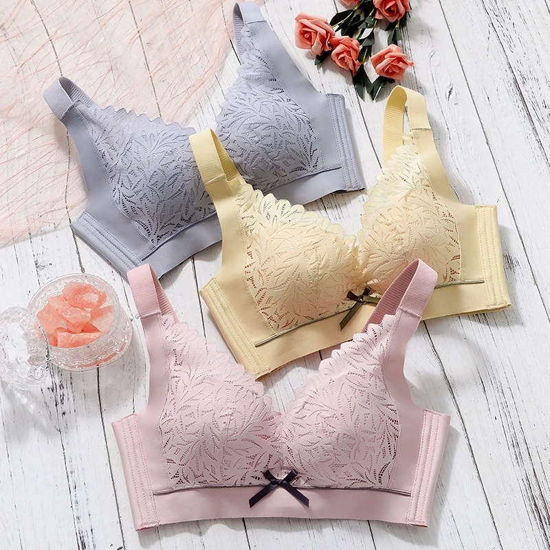 Sostenes de lactancia materna para mujeres embarazadas, ropa interior Sexy con lazo de encaje, sujetador Prenatal, postparto-0