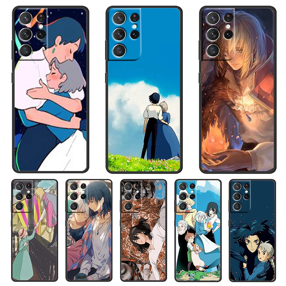 

Anime moving castle For Samsung Galaxy S22 S21 S20 FE Ultra S10 S9 S8 S7 S6 Plus 5G Silicone Soft Black Phone Case