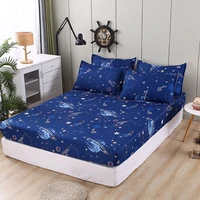 printed queen size bed sheets and pillowcase drap housse 180x200 3 pcs fitted bed sheet marble black and white color