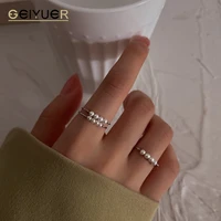 925 sterling silver pearl rings for women trend korean fashion simple adjustable ring sense of luxury jewelry accessories 2022