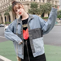 new 2021 spring autumn jeans jacket for women loose casual gray patchwork denim coats female plus size feminine chaqueta mujer