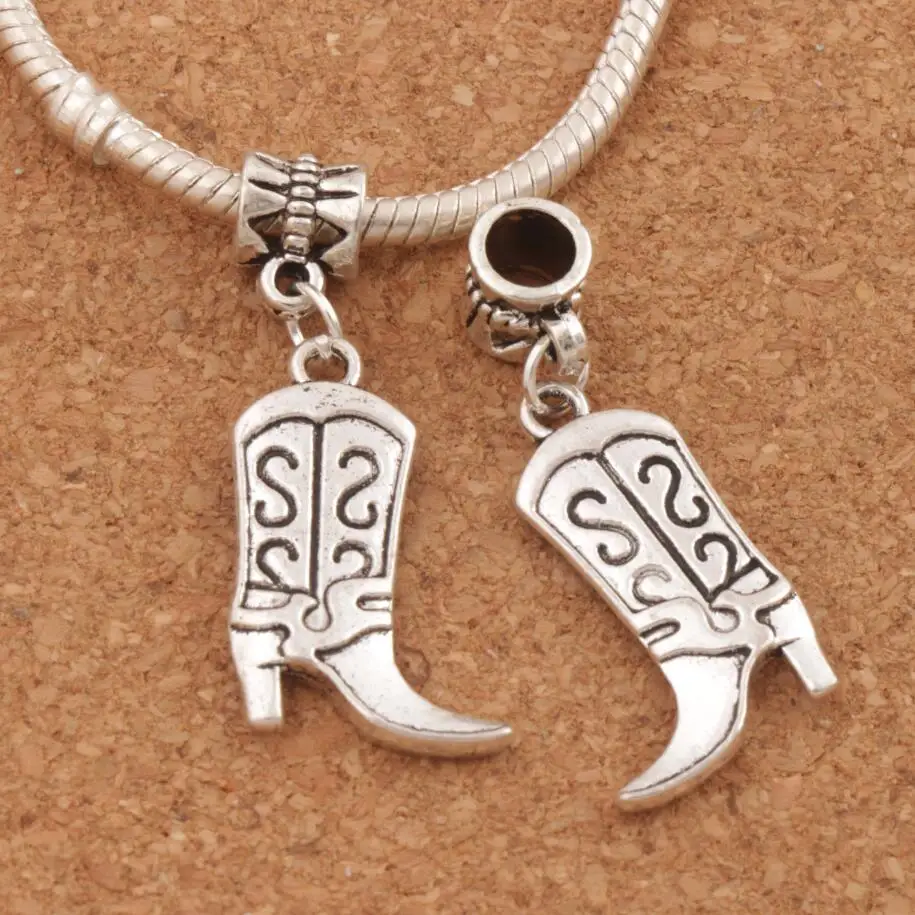 S Design Cowboy Boots High Heel Charm Beads 60PCS Zinc Alloy Dangle Fit European Bracelets 36.3x16.2mm B250