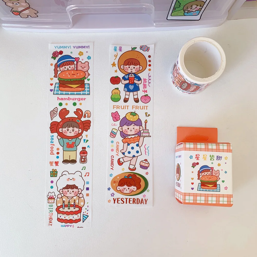 

Washi Tape Stickers Japanese Girl Heart Lovely DIY Hand Book Decoration Can Tear Tape Paper Cartoon Bear Easter Eggs and Decor