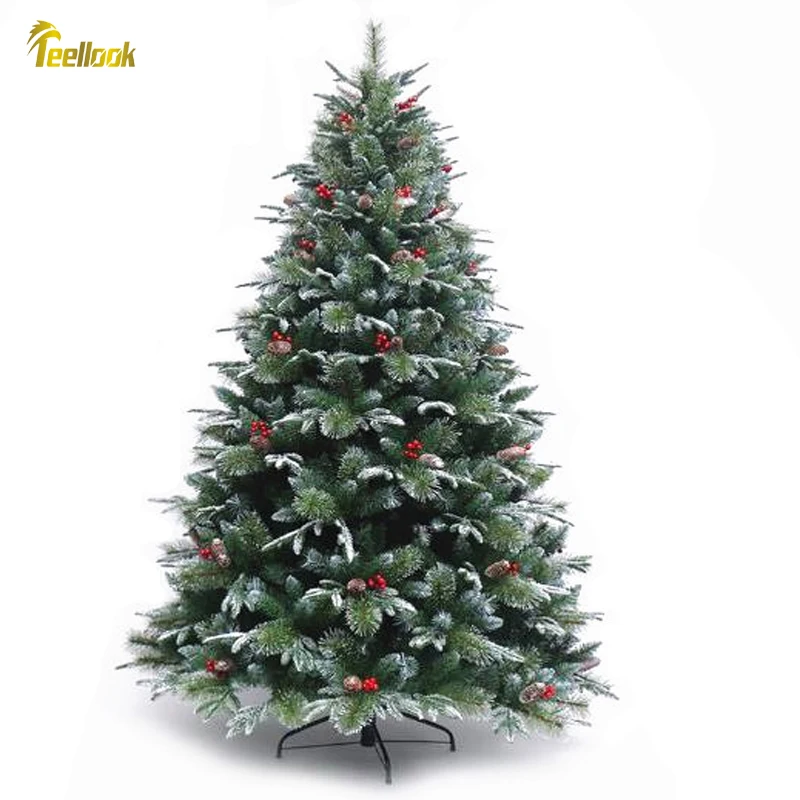 

Teellook 1.2m/3.0m PE+PVC pine needle mixed Christmas tree with berries New Year Christmas Mall hotel decoration