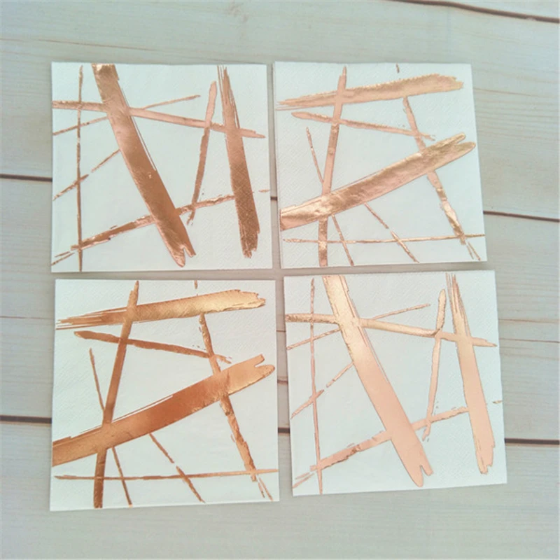 80 шт./лот бумажные салфетки из фольги розового золота кисти для чайного торта